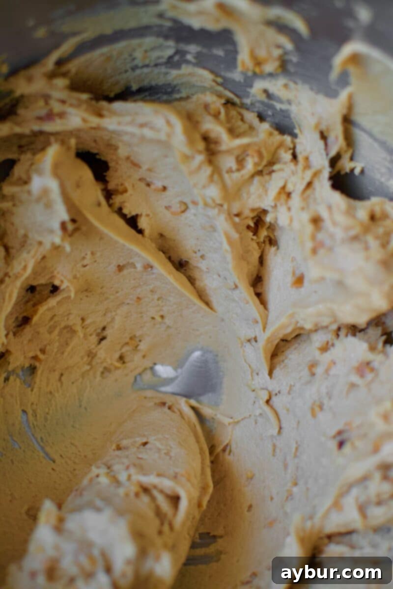 Peanut Butter Paradise Pie 5 Smooth, creamy peanut butter expertly beaten into the fluffy cream cheese mixture in a stand mixer.