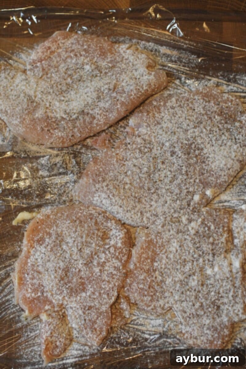 Creamy Irish Whiskey Chicken 4 Pounding chicken breasts thin and seasoning them before cooking to ensure even doneness and flavor absorption.