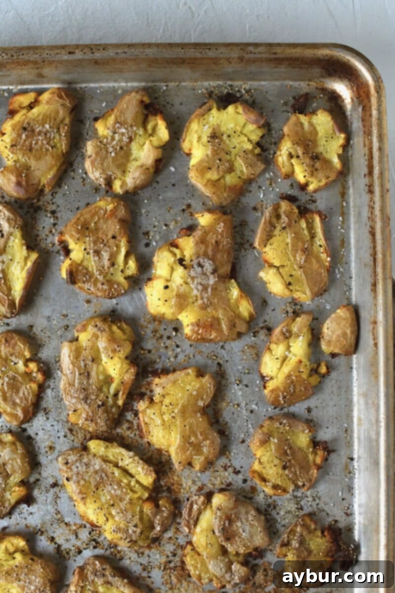 Smashed potatoes just out of the oven.