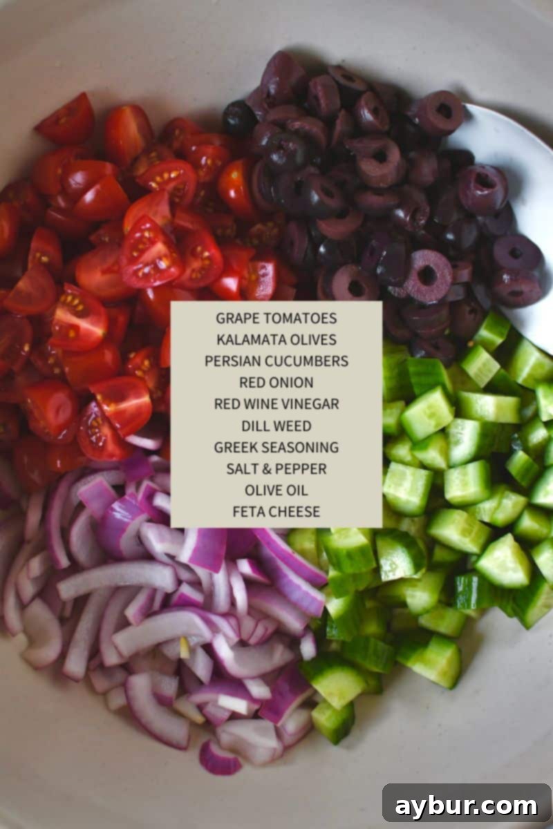 Zesty Greek Salmon 4 Ingredients needed to make Greek Salmon salad topping.