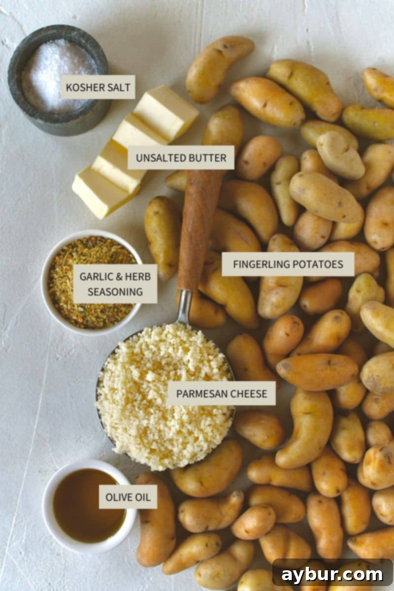 Ingredients needed to make Parmesan Crusted Potatoes.