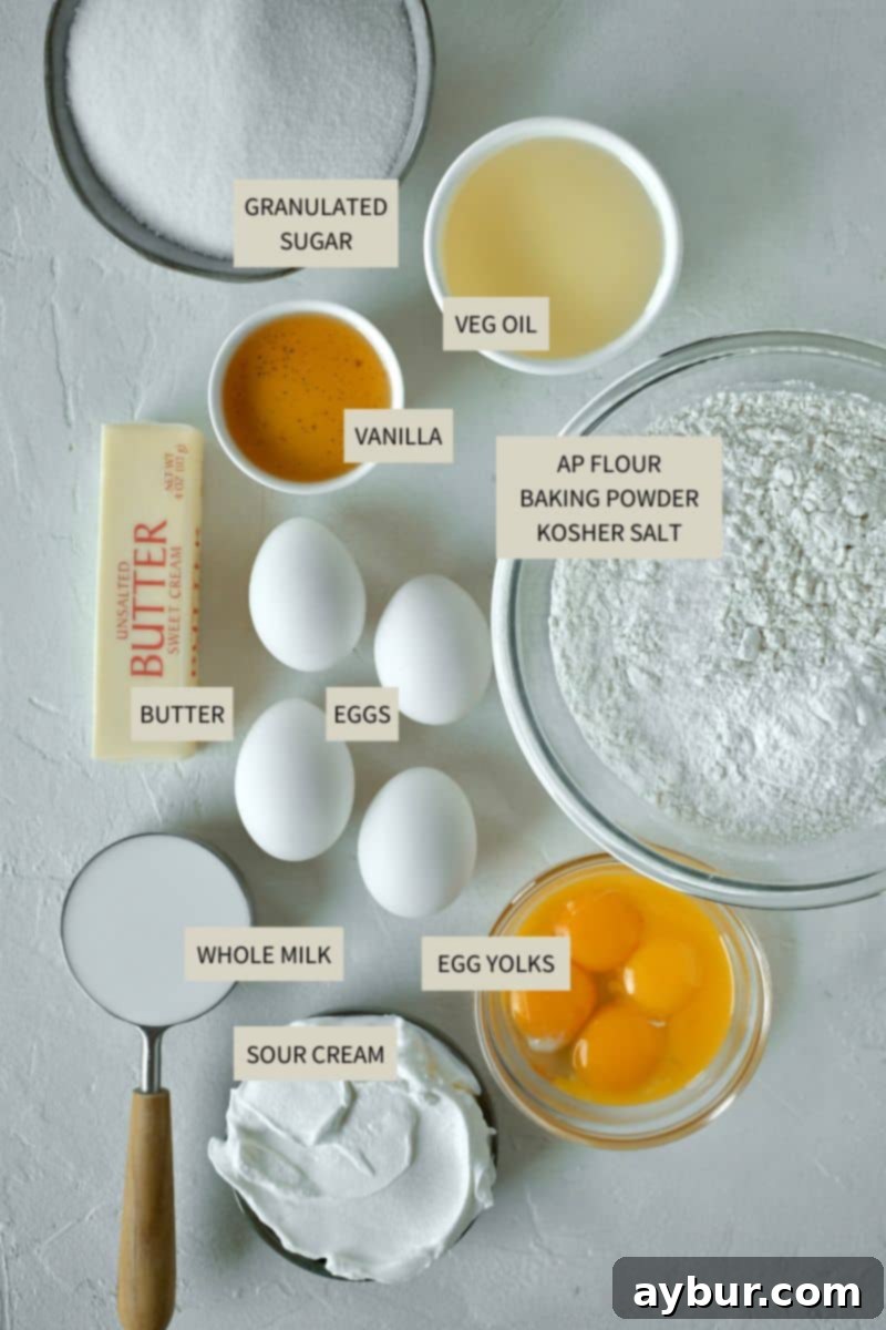 Ingredients needed to make the cake for Strawberry Crunch Cake.