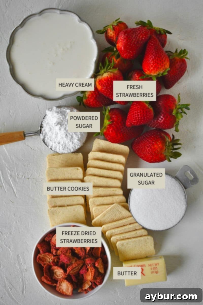 Ingredients need to make the toppings for Strawberry Crunch Cake.
