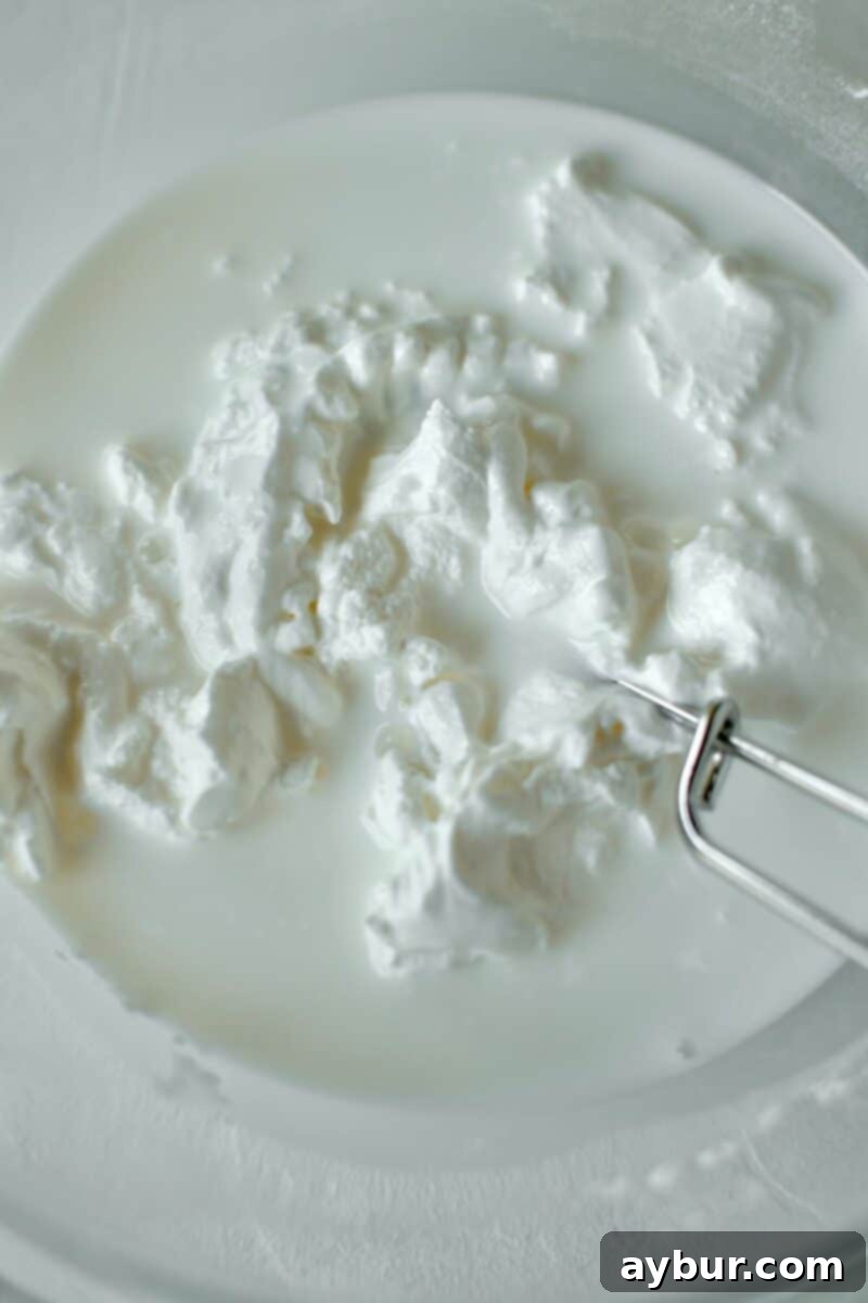 Whisking together the sour cream and milk.
