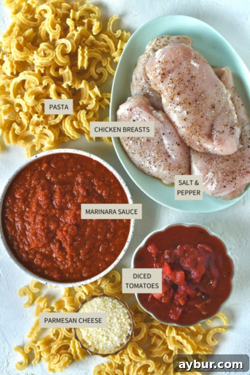 Ingredients needed to make Chicken Marinara.