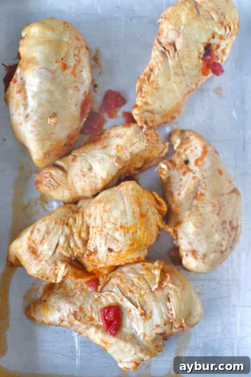 Chicken after cooking and before shredding.