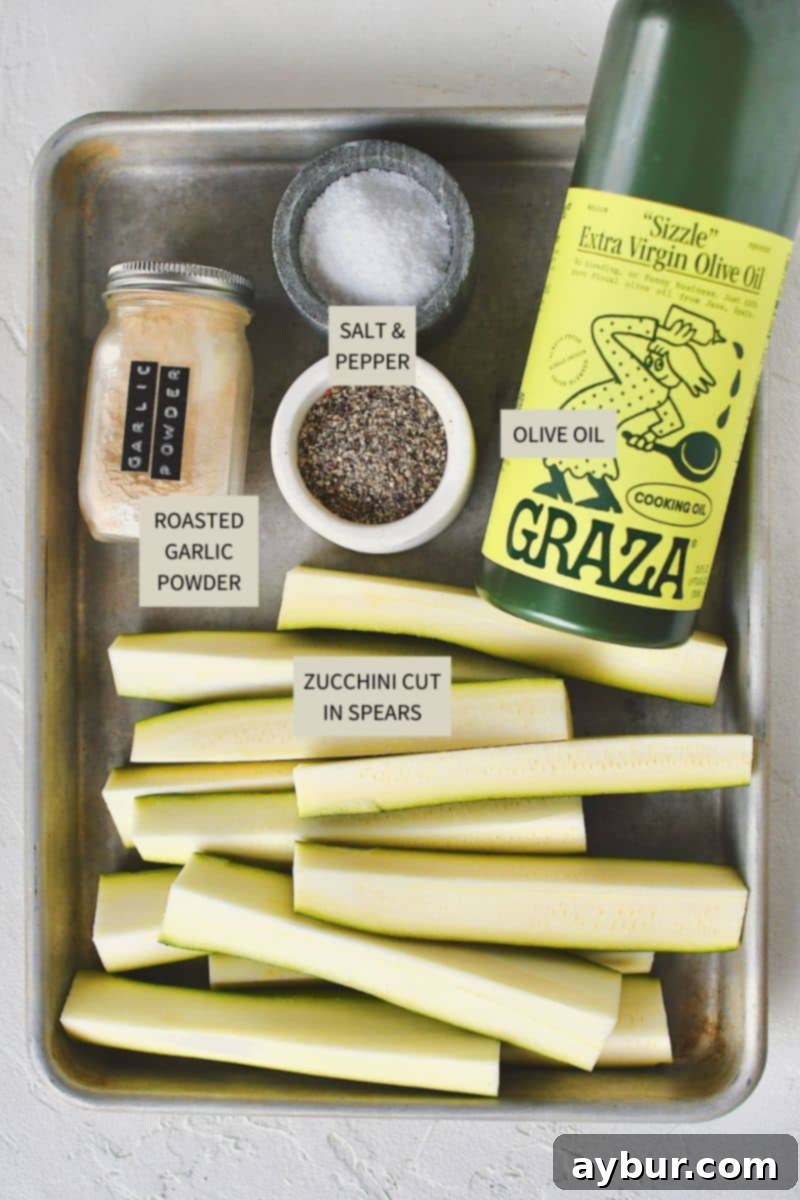 Essential ingredients laid out to prepare delicious Grilled Zucchini.