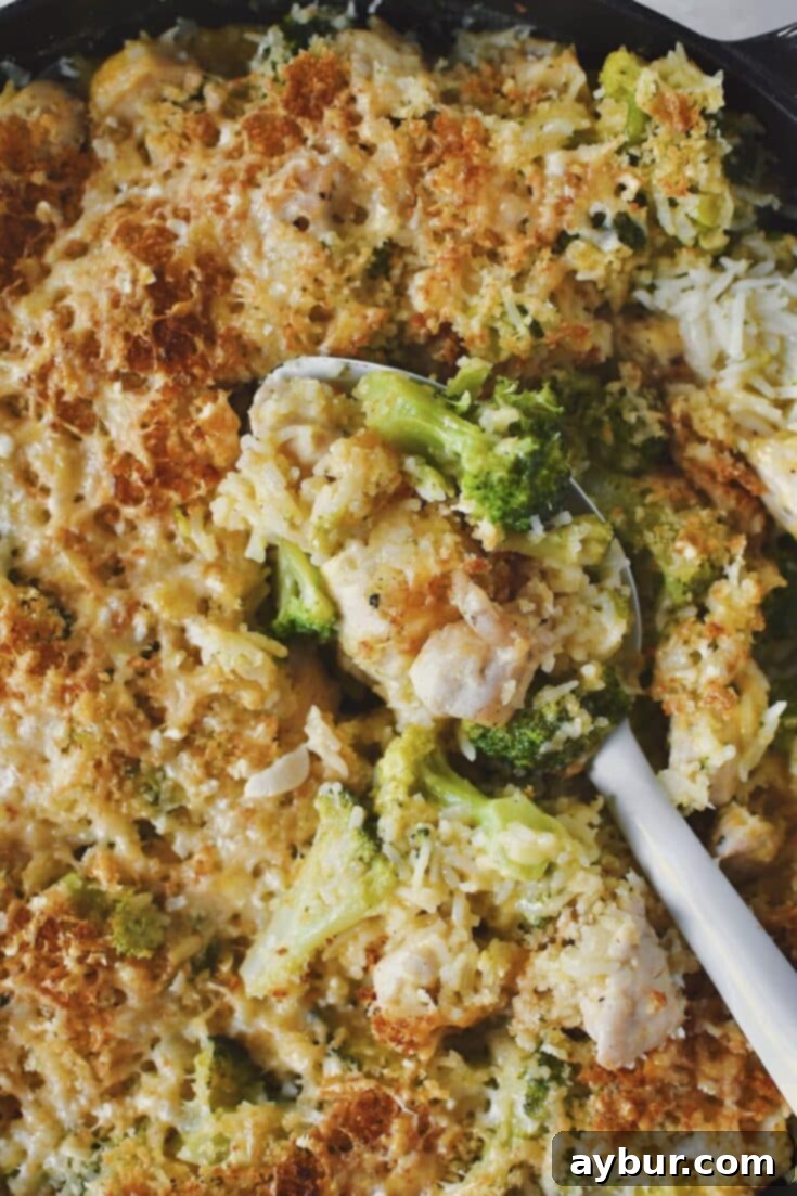 Fırında Tavuklu Brokoli Pilavı 14 Scooping out some Chicken and Broccoli Rice Casserole.