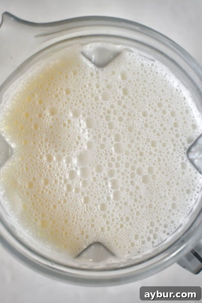 Strawberry Delight 6 A fully blended, incredibly smooth and thick ice cream base shown in a high-speed blender, ready for chilling before churning.