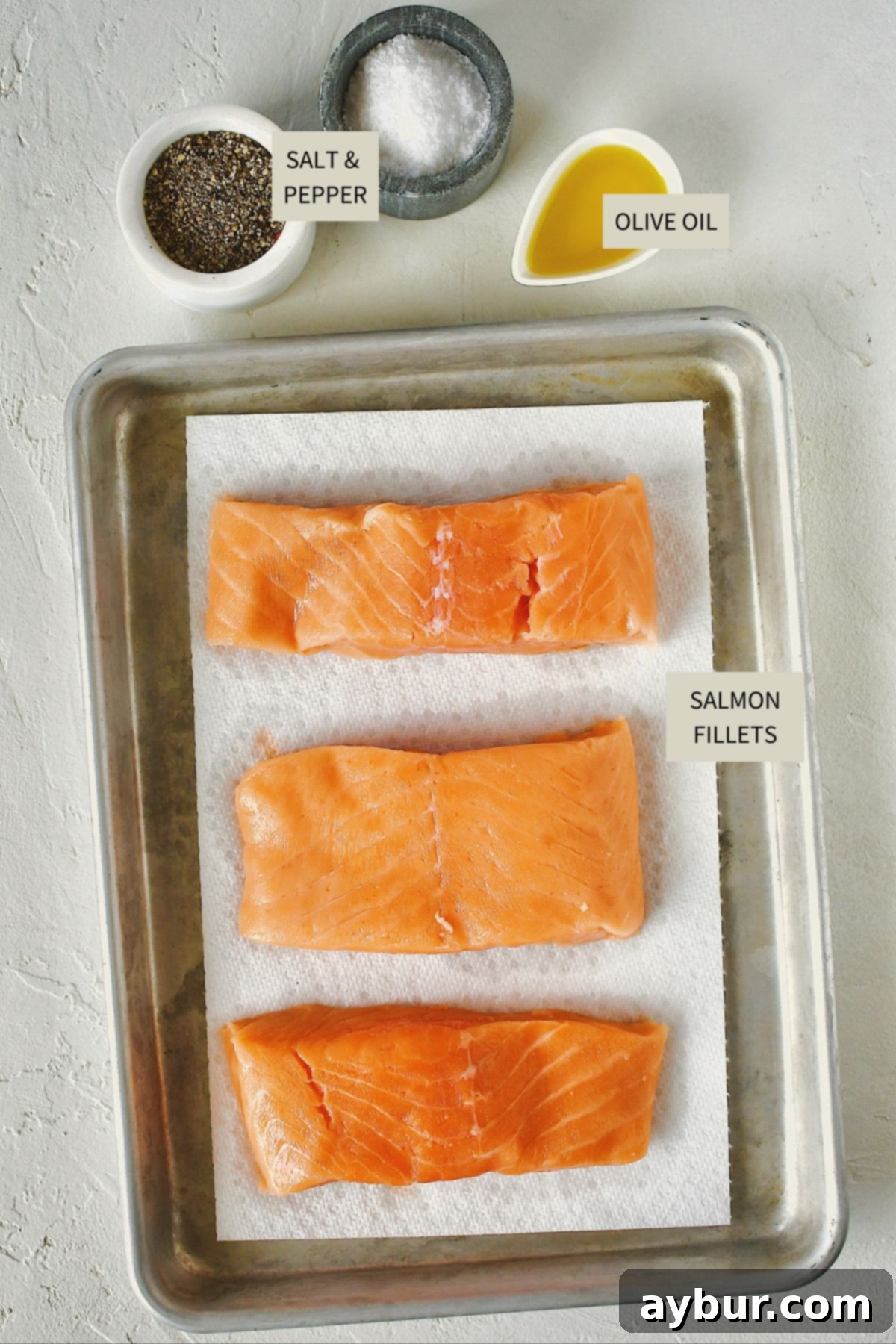 Ingredients needed to make Pan Seared Salmon.