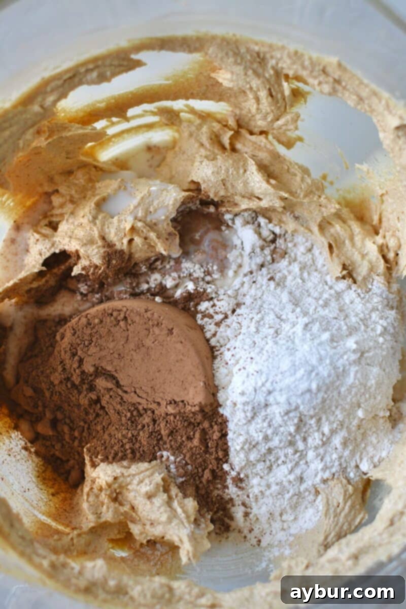 Gooey Chocolate Marshmallow Cookies 6 Dry ingredients added to the bowl before mixing into the wet.
