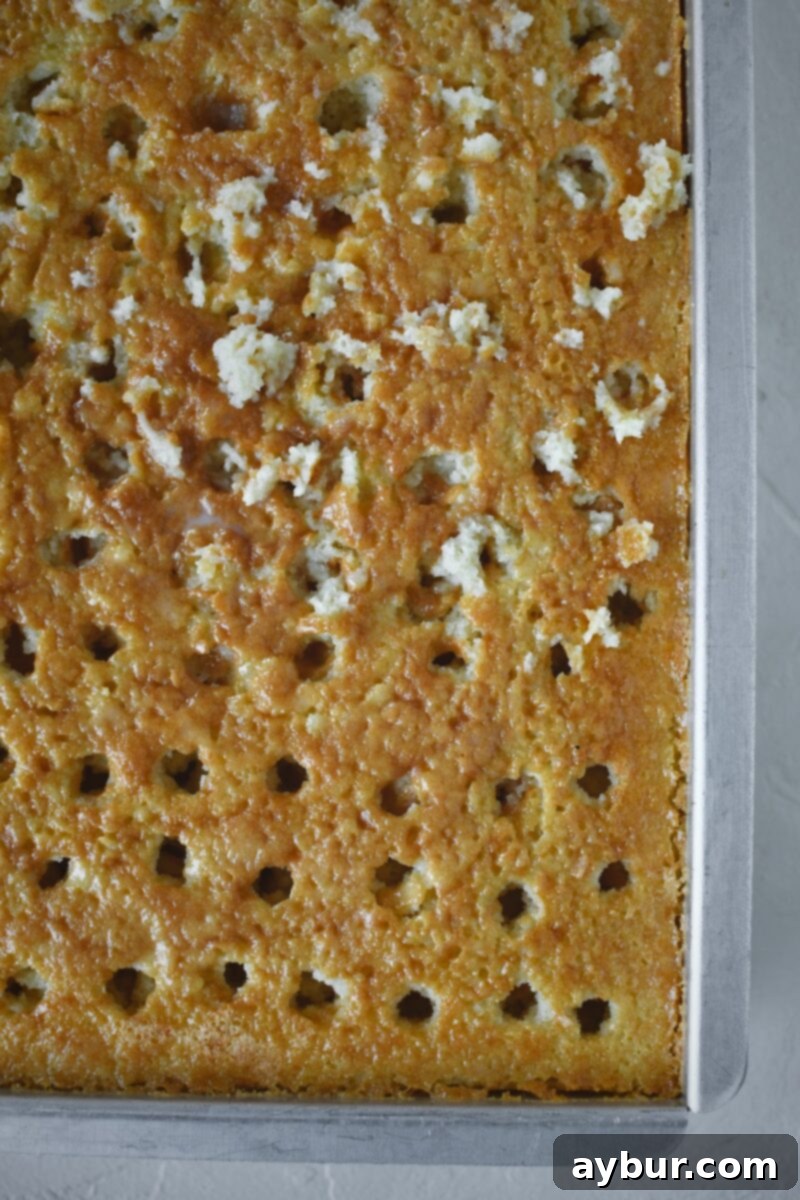 After adding the milk soak to the cake.