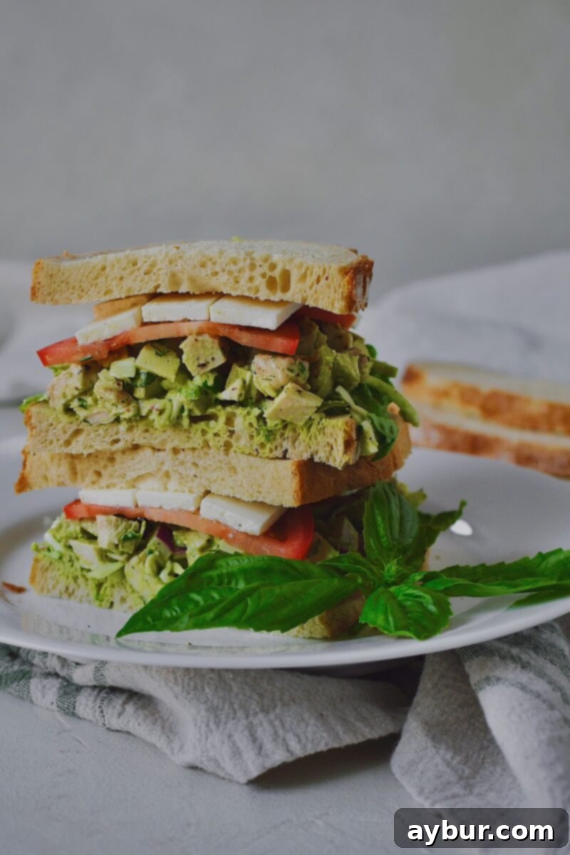 Emerald Goddess Chicken Salad 11 Green Goddess Chicken Salad Sandwich ready to be eaten.