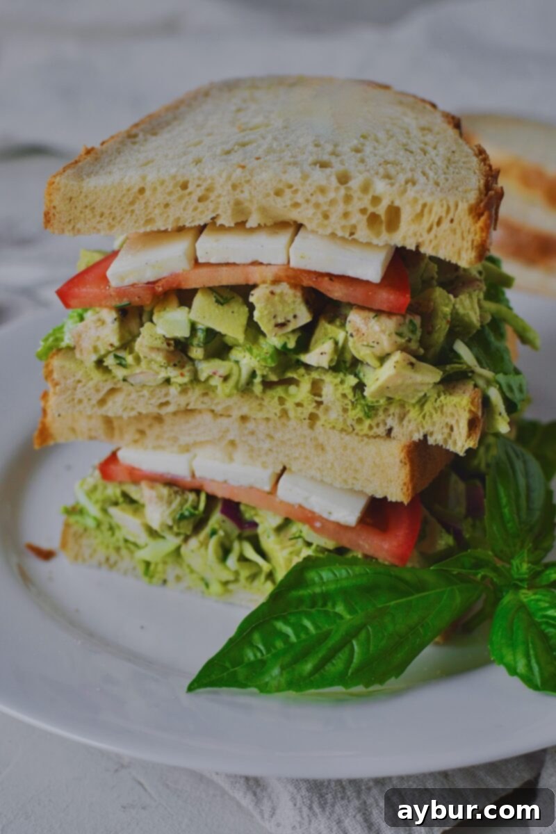 Emerald Goddess Chicken Salad 12 Fully assembled Green Goddess Chicken Salad to make a sandwich.