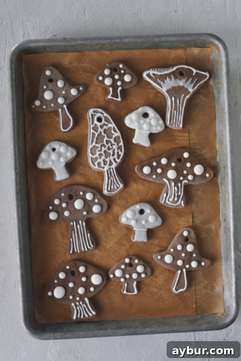 Salt Dough Gingerbread Keepsakes 13 Dried dough that has been decorated, ready to be strung up.