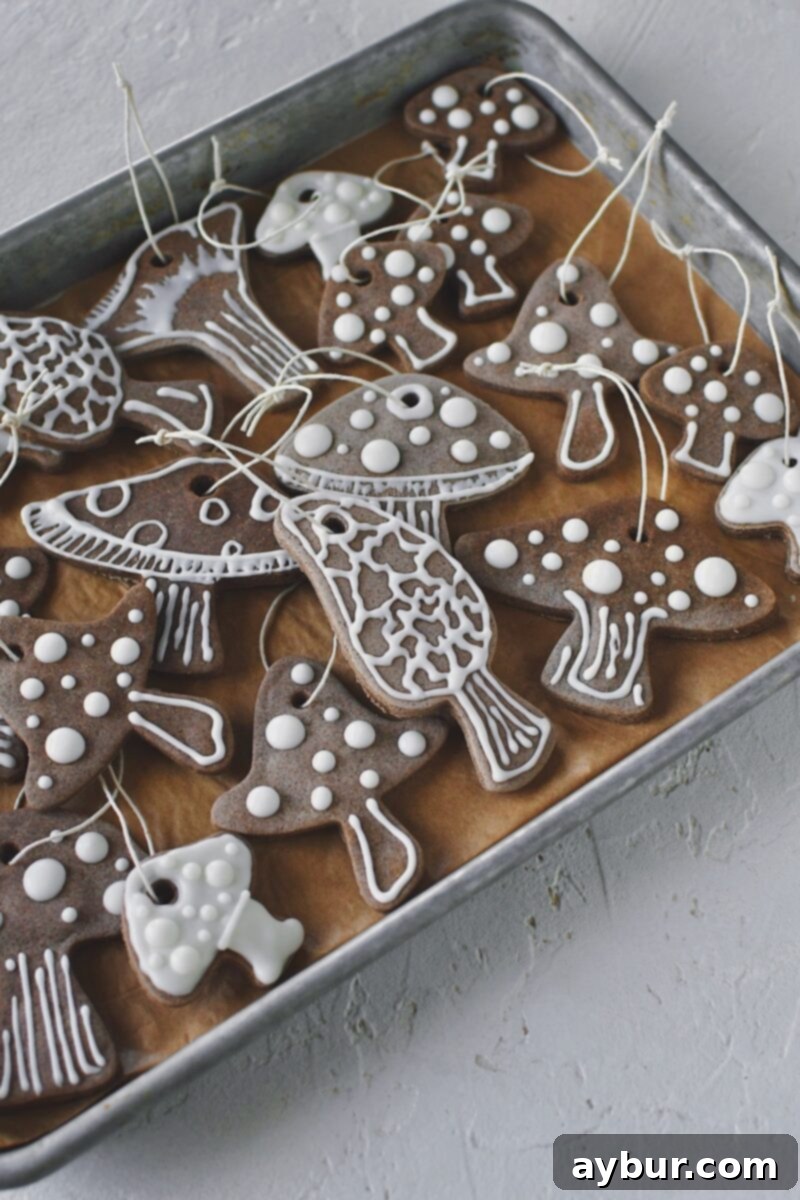Salt Dough Gingerbread Keepsakes 15 Gingerbread Salt Dough ornaments dried and laid on a tray, iced and string attached, ready for a christmas tree.