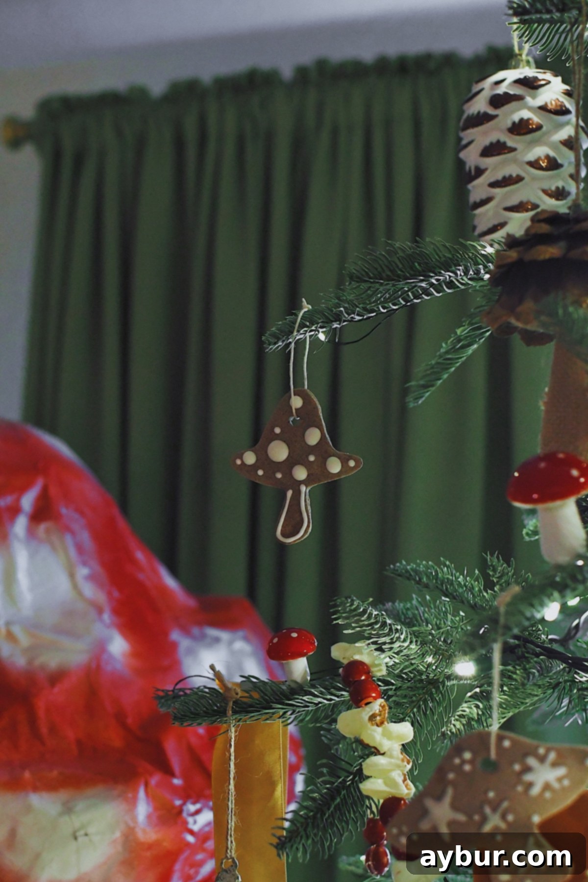 Salt Dough Gingerbread Keepsakes 18 King of Christmas King Noble Fir Tree, Gingerbread Salt Dough Ornaments on it.