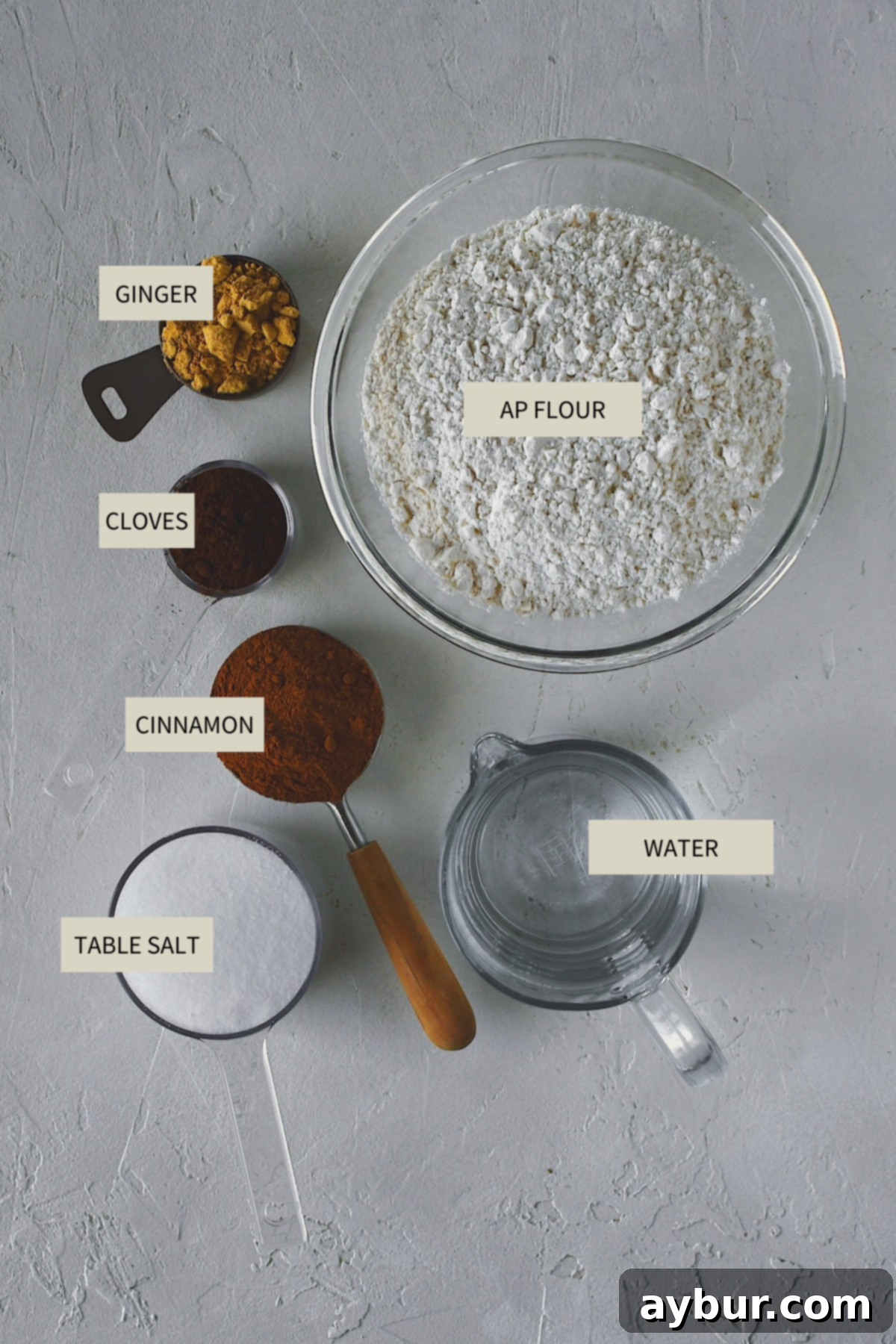 Salt Dough Gingerbread Keepsakes 3 Ingredients needed to make Gingerbread Salt Dough.