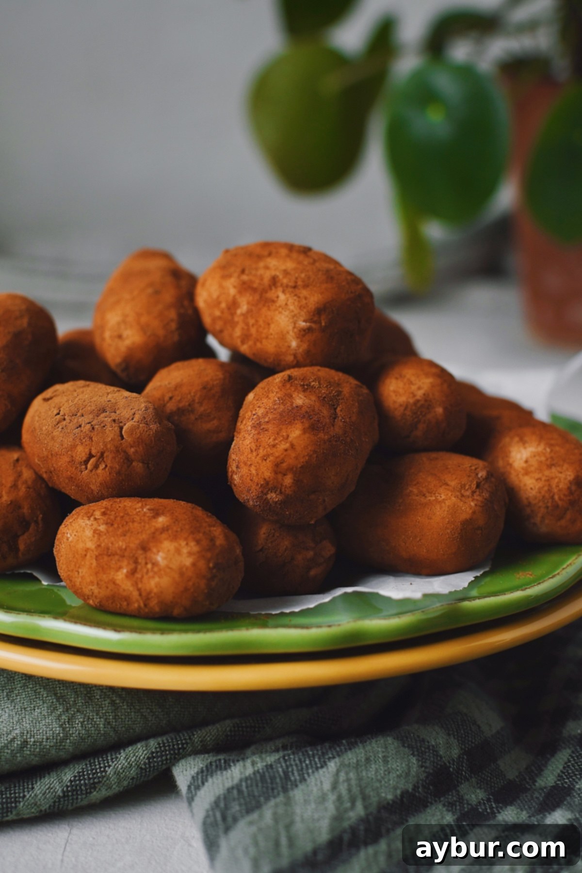 Irish Potato Candy, stacked up on a plate, ready to serve.