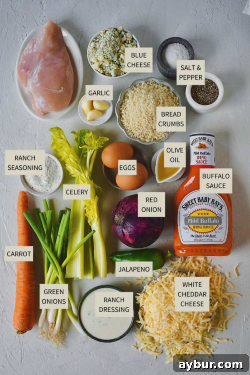 Spicy Buffalo Chicken Meatballs 3 Ingredients needed to make Buffalo Chicken Meatballs.