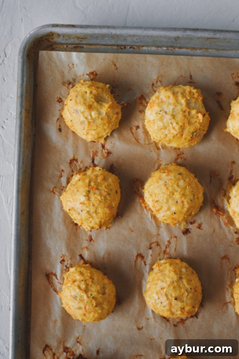 Spicy Buffalo Chicken Meatballs 10 Buffalo Chicken Meatballs after baking.
