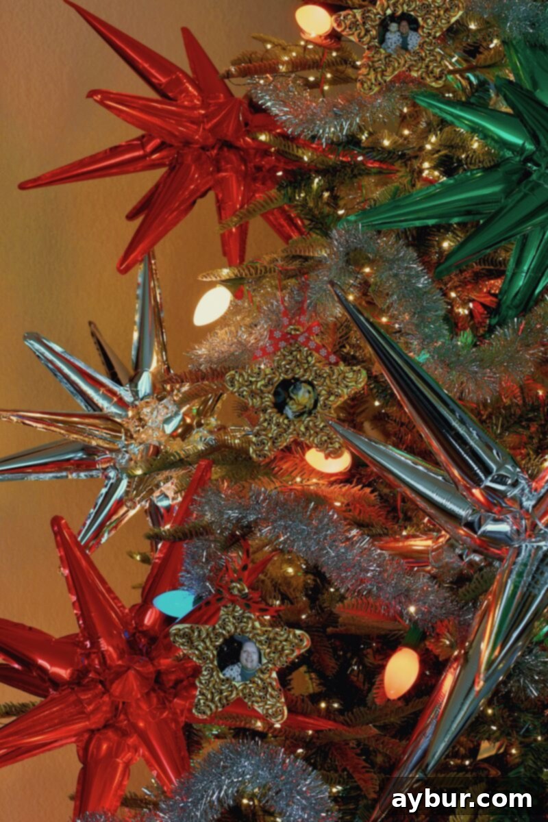 Macaroni Start Pasta Christmas Ornament, photo of me and Brinkley on a beautifully decorated tree.