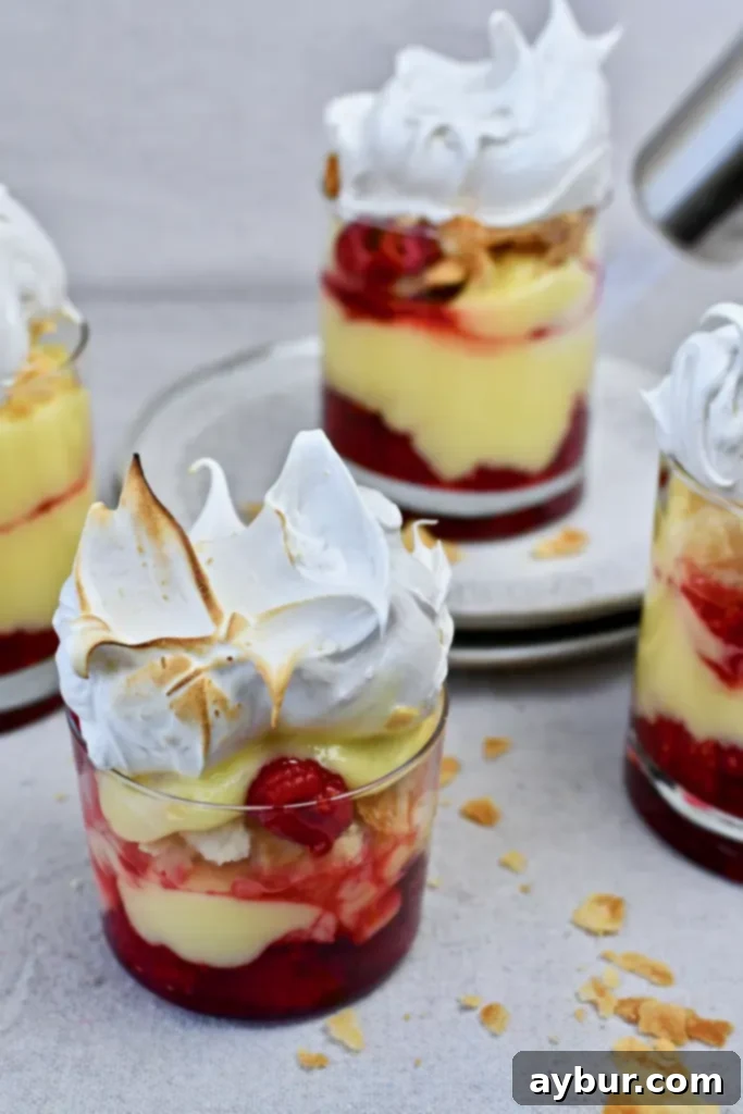 Lemon Raspberry Cream Cups 3 torching the Raspberry-Lemon Cream Pie in a Cup