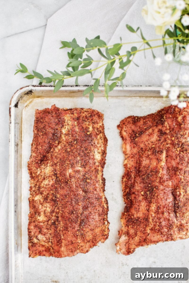 Tender Fall-Off-The-Bone Instant Pot BBQ Ribs 4 Uncooked Instant Pot BBQ Ribs, seasoned and ready for the pressure cooker