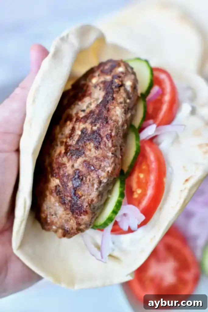 Assembled greek lamb burger