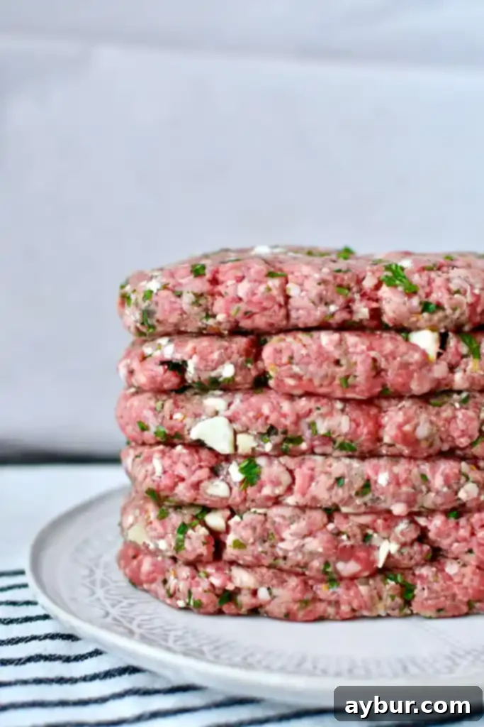 Greek lamb burger before cooking