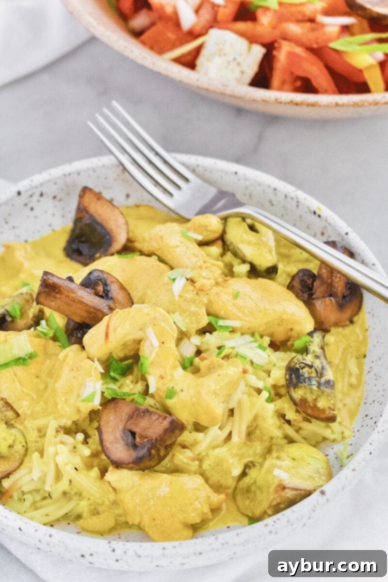 Mediterranean Chicken and Mushrooms served with a side of Greek Salad