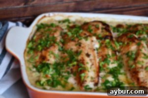 Baked Chicken with Bacon Bottom emerging from the oven, golden brown and bubbly