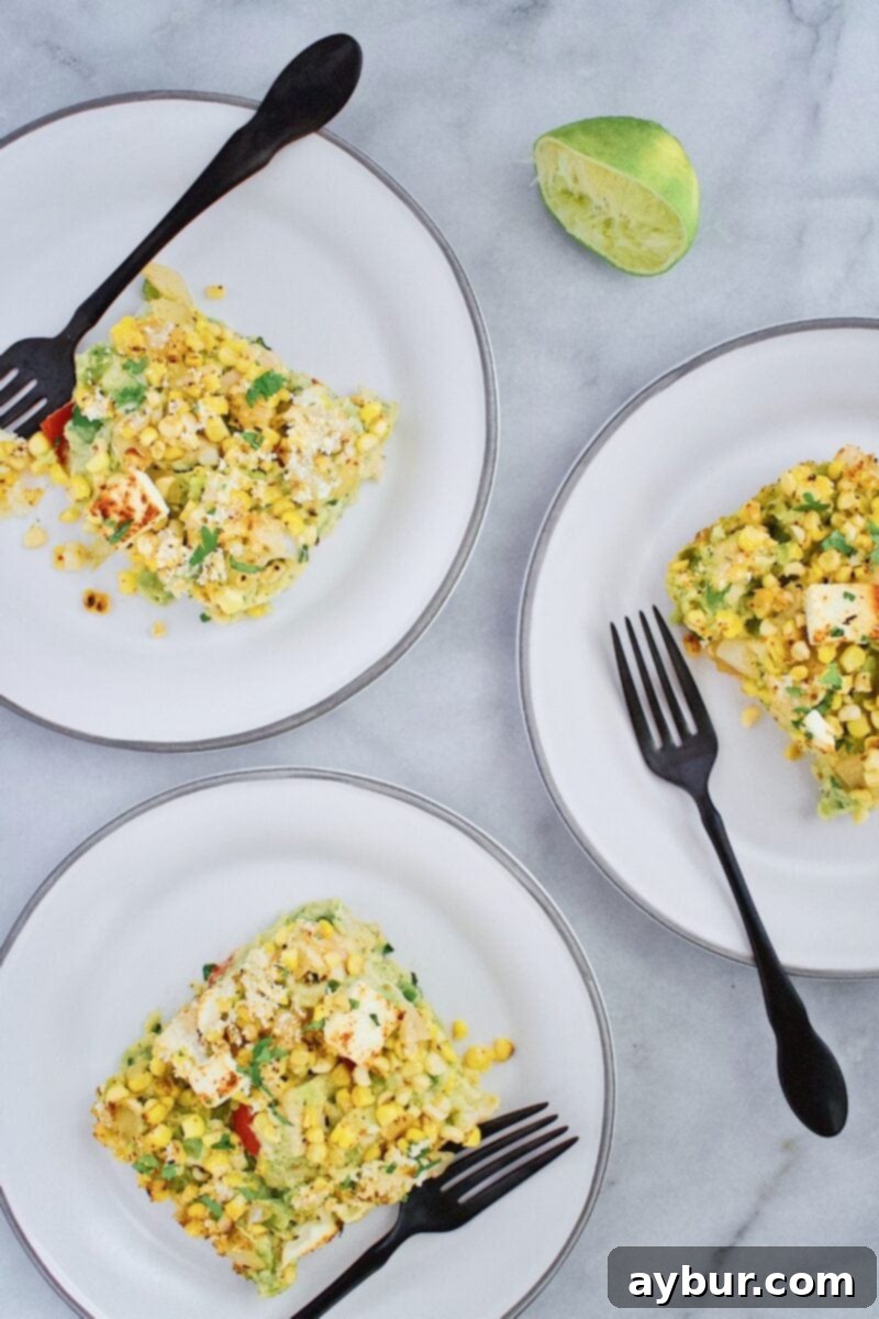 Chicken Enchilada Casserole freshly served ready to eat on a plate