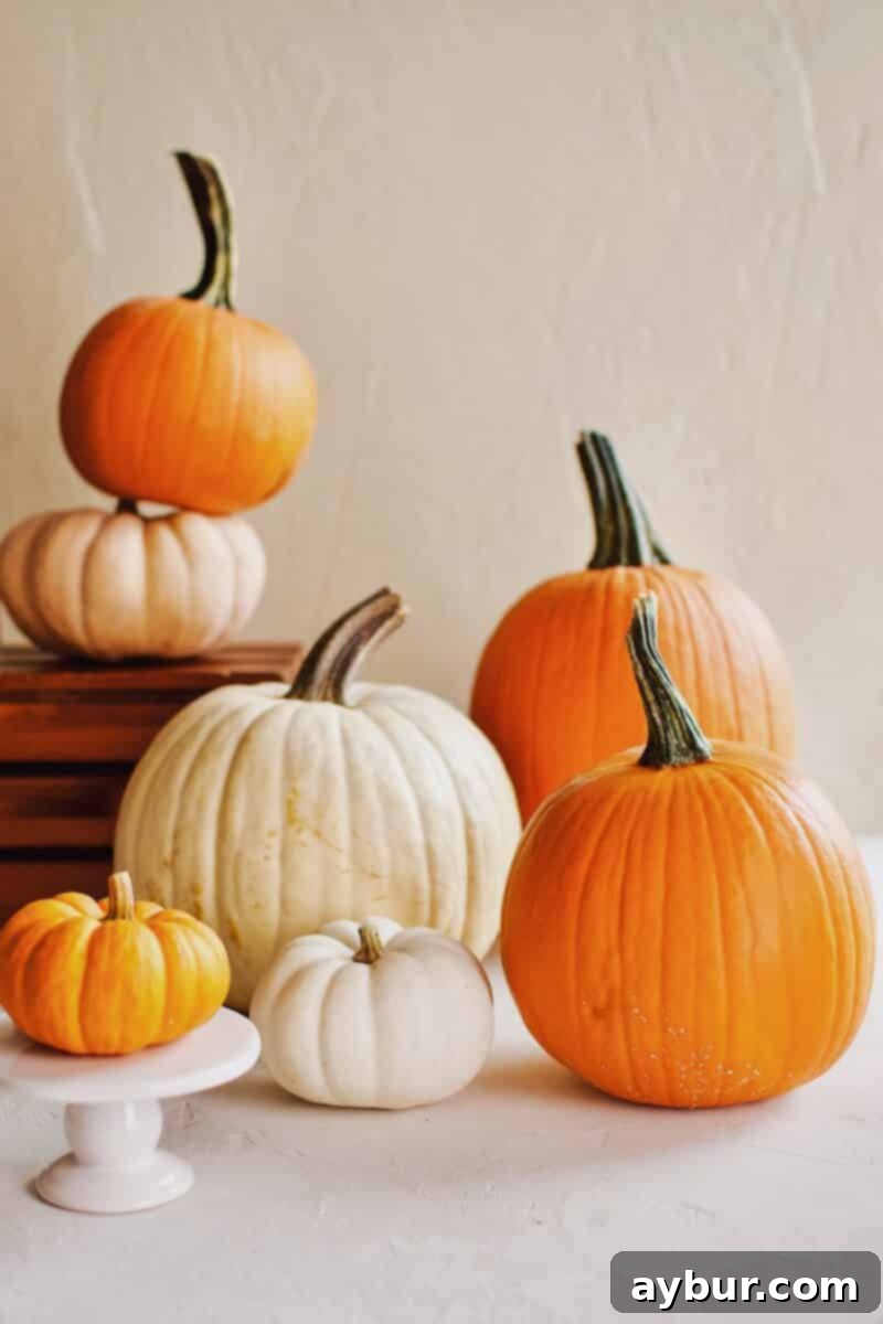 Golden Homemade Pumpkin Puree 2 A vibrant display of various types of pumpkins and gourds, showcasing the diversity of the harvest season.