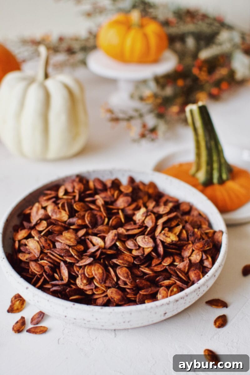 Soy-Glazed Pumpkin Seeds 2 Crispy and golden brown Soy Sauce Pumpkin Seeds, perfectly roasted and ready to enjoy as a savory snack.