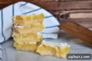 Mina's Lemon Bars A Family Legacy 3 Close-up of a square lemon bar with a thick crust and glossy filling.