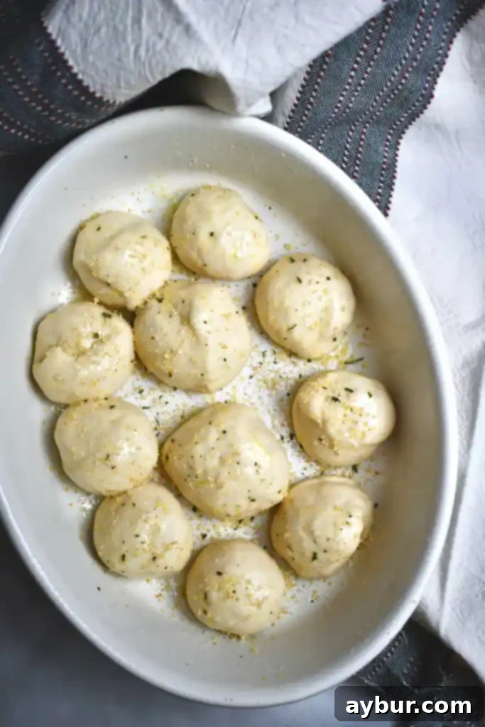Garlic Parmesan Rolls ready for the oven