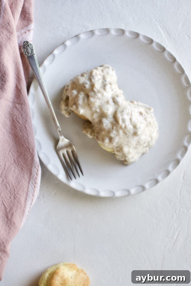 BoBo's Classic Sausage Gravy My New Favorite 3 Joanna Gaines recipe for Classic Sausage Gravy on Jojo's Biscuits from the Magnolia Table Cookbook Vol. 1.